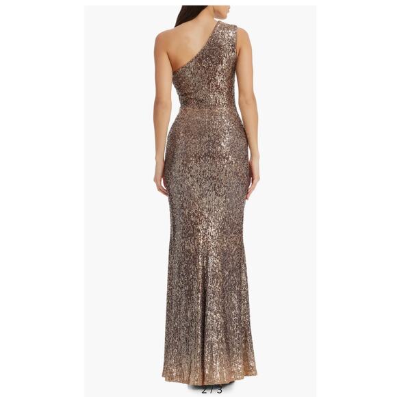 Dress the Population Bronze Sequin One-Shoulder Gown - Small (New) - Picture 3 of 6